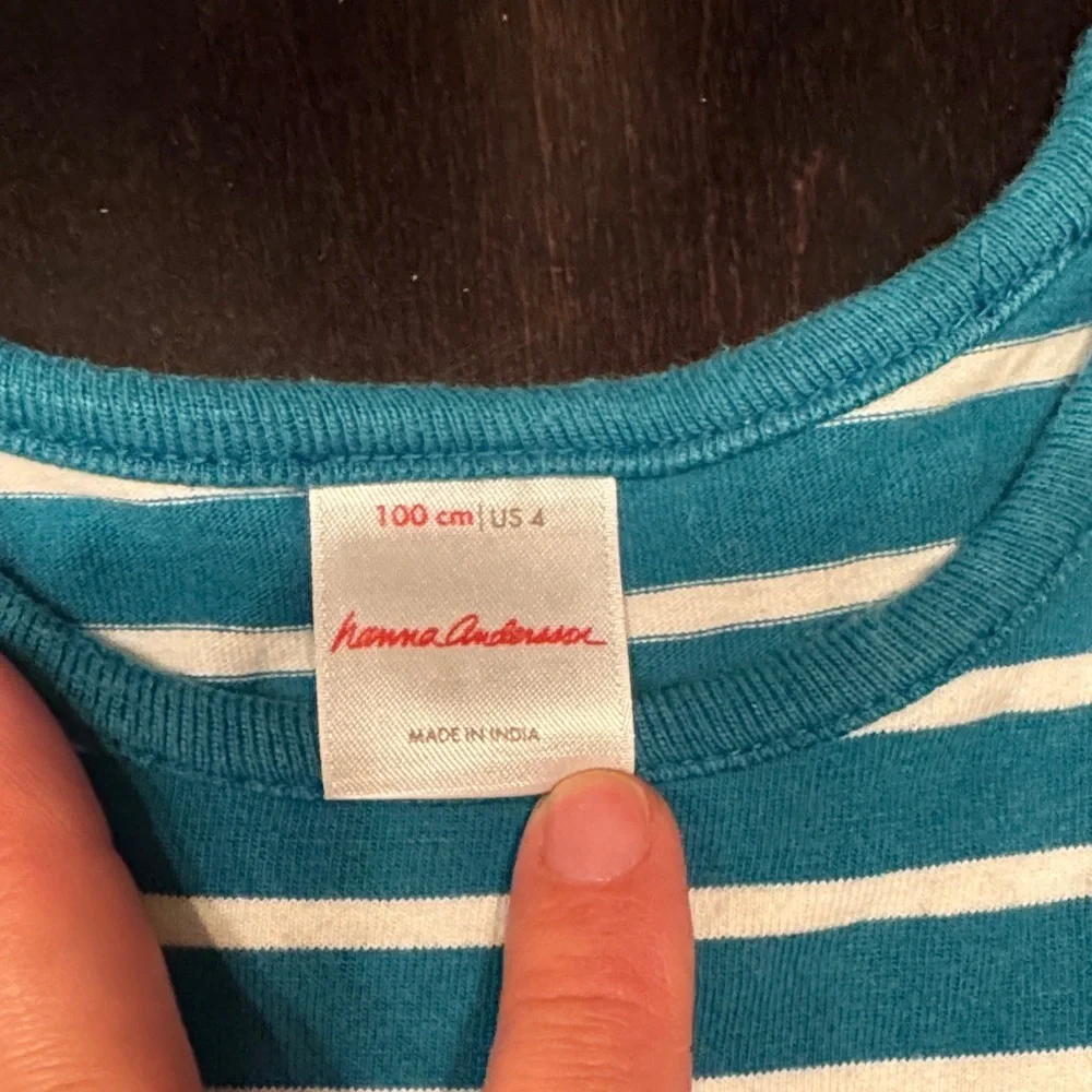 Hanna Andersson Blue Striped Unicorn Dress